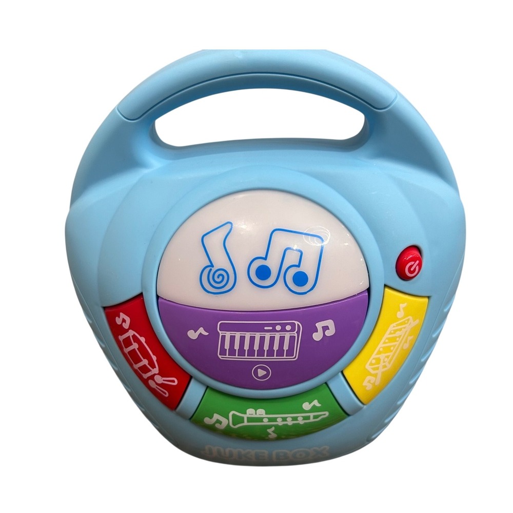 Infunbebe Juke Box Light Blue  Musical Toy Plays Music Sounds Learning Toy NWOT